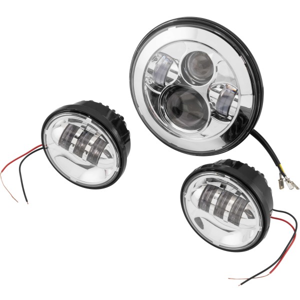 7インチ LED ヘッドライト 4.5インチ パッシングランプ付き クローム