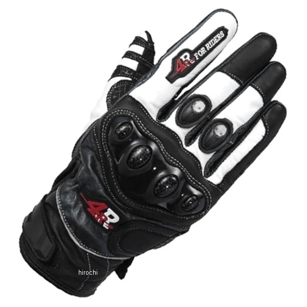 フォーアール4R ハードプロテクション レザーグローブ LG-03 白/グレー