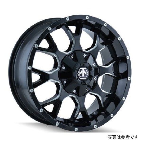 8015 Warrior 20x10 / 5x127 BP / -25mm Offset / 87mm Hub Black w/ Milled Spokes Wheel