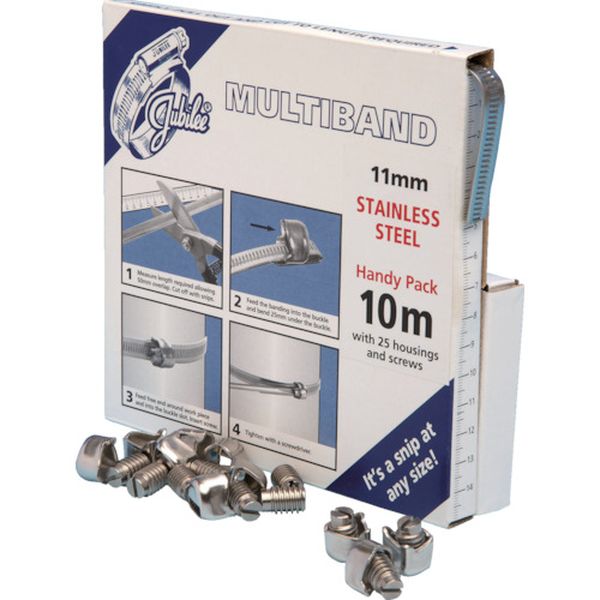 マルチバンドスクリューセット 11mm幅10m SUS304 バンド1本・締金具25個