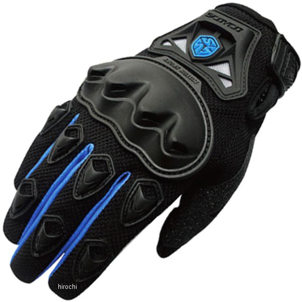 シンプルライディングメッシュグローブ 青