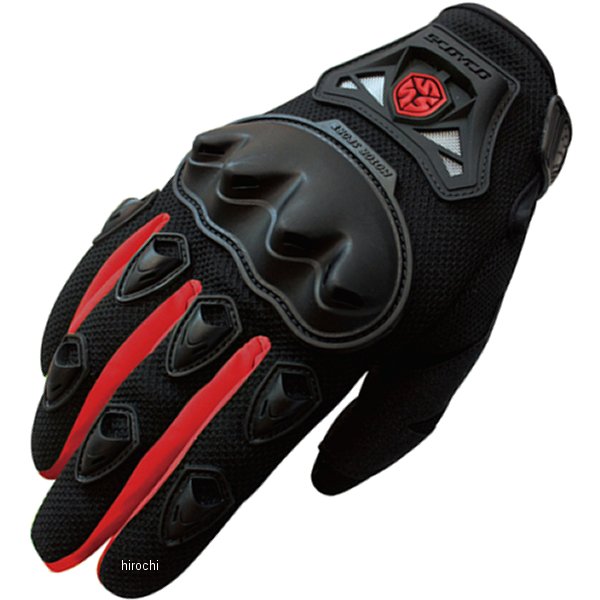 シンプルライディングメッシュグローブ 赤