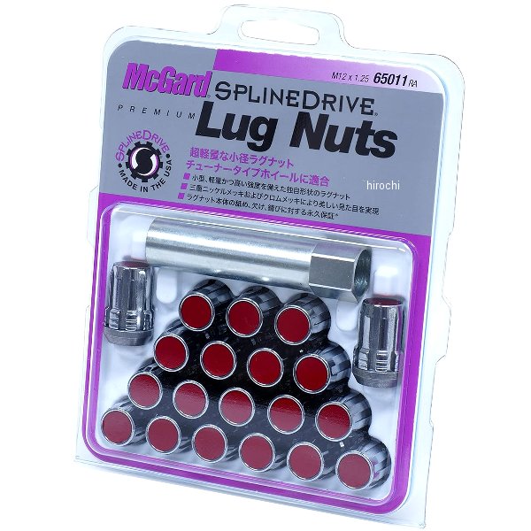 スプラインドライブラグナット テーパー M12×1.25 日産 赤/クローム