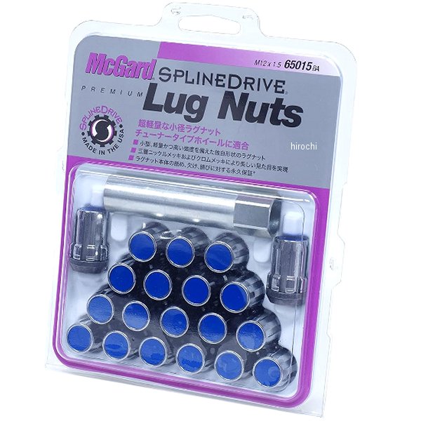 スプラインドライブラグナット テーパー M12×1.5 トヨタ、三菱 青/クローム