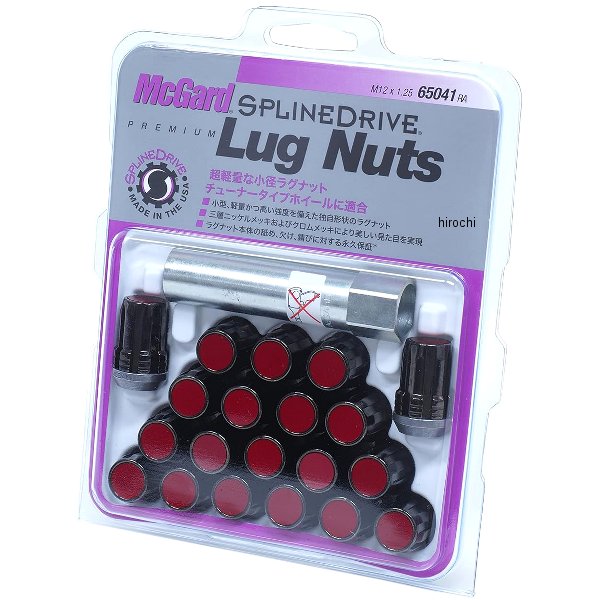スプラインドライブラグナット テーパー M12×1.25 トヨタ、日産 赤/黒