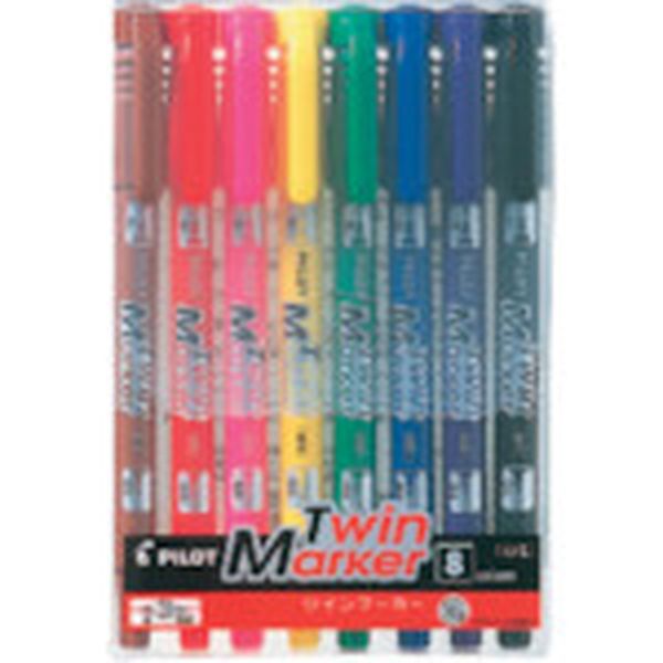 MEF96EU8C  油性マーカー ツインマーカー 細・極細 8色セット