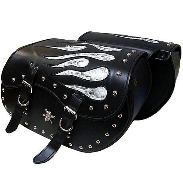 クロス(Xross) ベーシックサイドバッグ ダブルバッグ 黒 ホワイトパイソン シズク シルバースカル