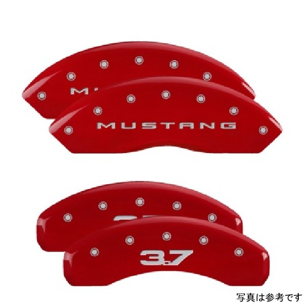 4 Caliper Covers Engraved Front 2015/Mustang Engraved Rear 2015/37 Red finish silver ch