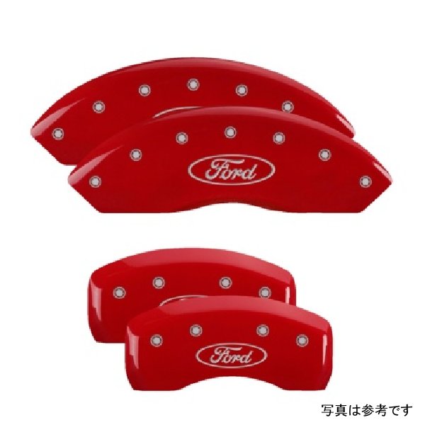4 Caliper Covers Engraved Front & Rear Oval logo/Ford Red finish silver ch