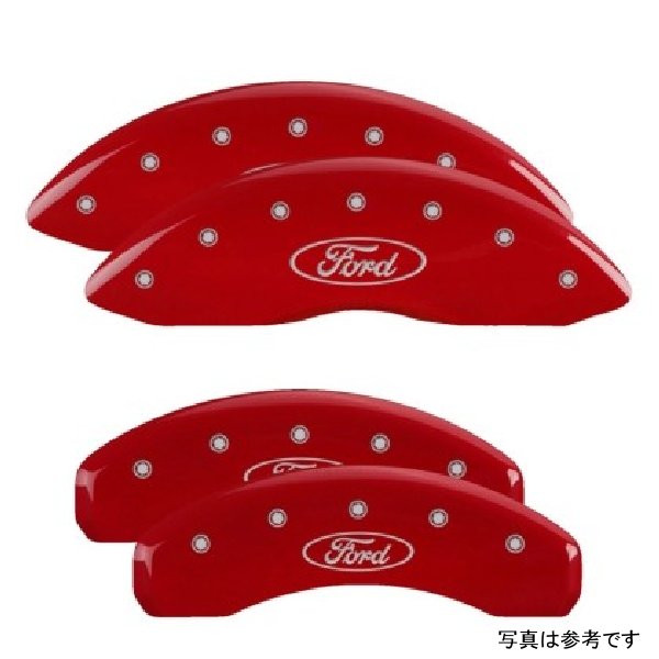 4 Caliper Covers Engraved Front & Rear Ford Oval Logo Red Finish Silver Char 2021 Ford F-150