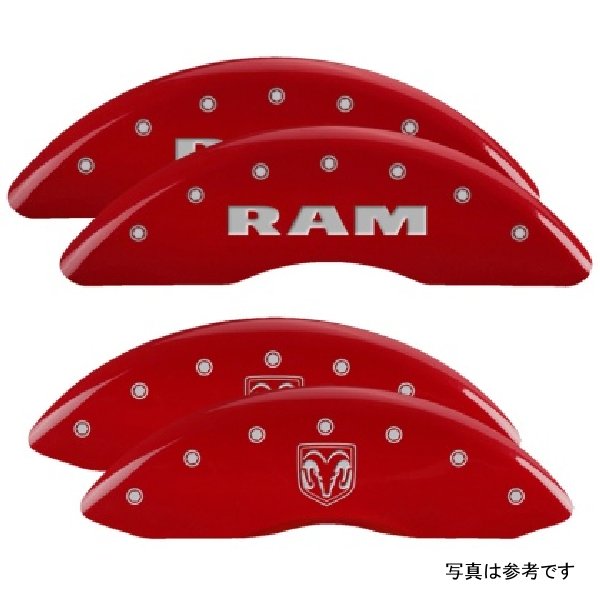 4 Caliper Covers Engraved Front RAM Engraved Rear RAMHEAD Red finish silver ch