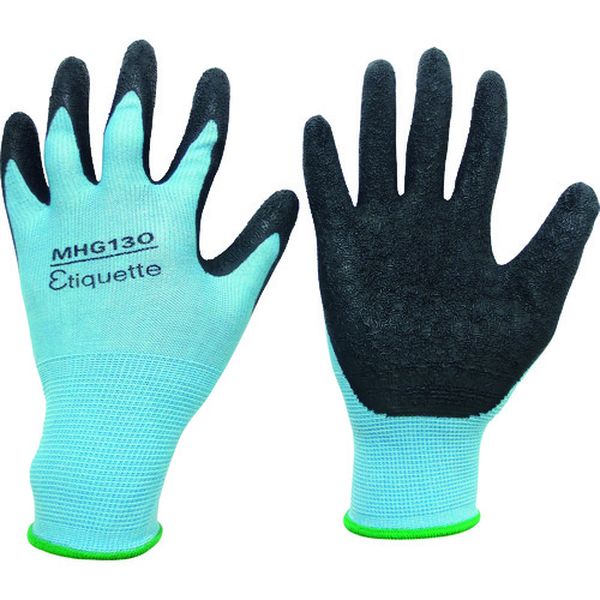 消臭機能糸使用 作業手袋 ハイグリップ天然ゴム背抜き 薄手 MHG130エチケット M