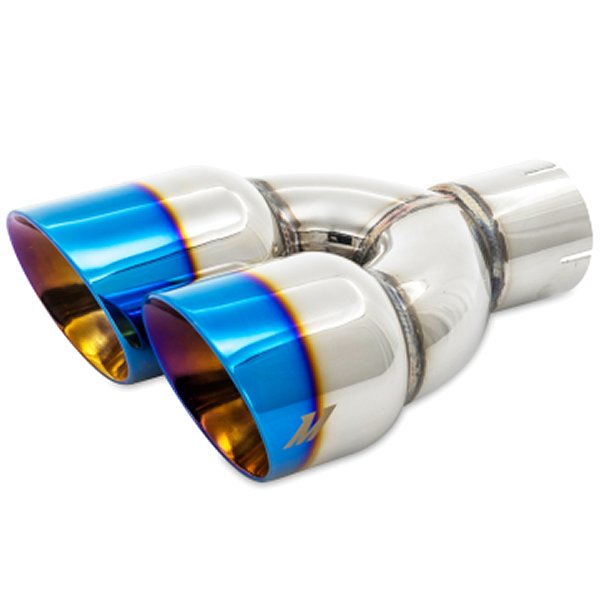 Mishimoto Dual オフセット Tips 2.5in Inlet 3インチ Outlet Slash Cut Burnt