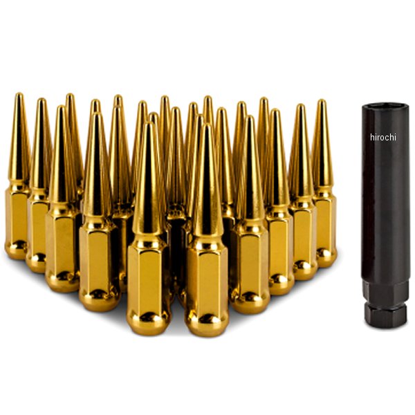 Mishimoto スチール スパイク ラグナット M12 x 1.5 24個セット ゴールド