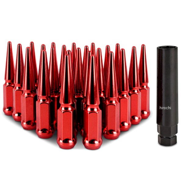 Mishimoto スチール スパイク ラグナット M12 x 1.5 24個セット 赤