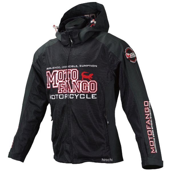 MJ-004 春夏モデル モトファンゴ ハーフメッシュパーカ 黒/赤