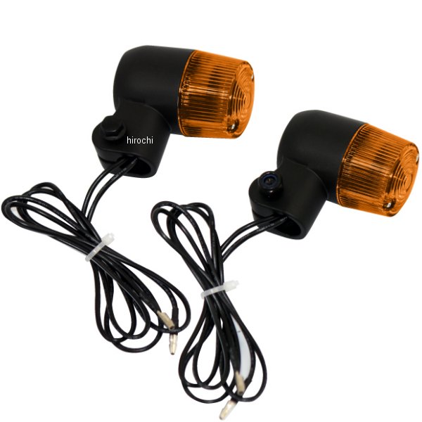 汎用 丸形 ミニヨーロピアンウィンカー 黒/オレンジ 2個セット