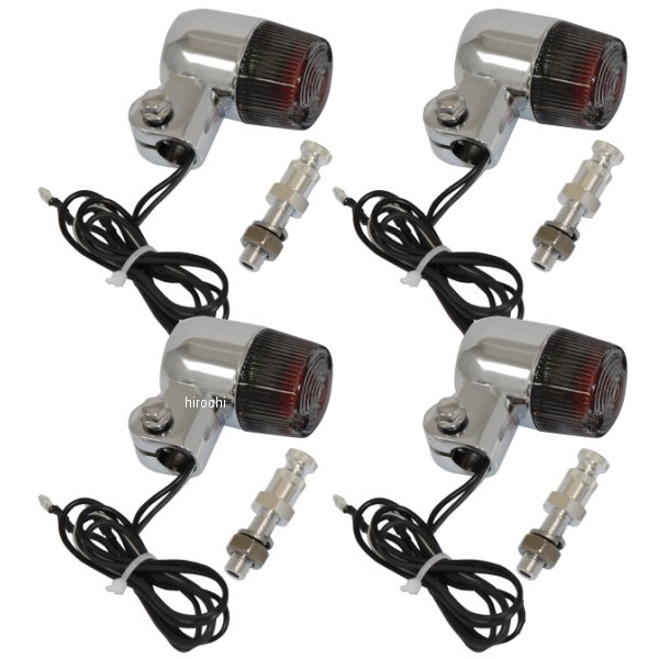 マッドマックス 汎用 丸形ミニヨーロピアンウインカー M10×60mm アルミ製 取付ステー付 シルバー/スモーク 4個セット