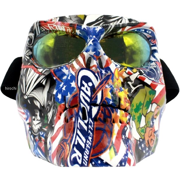 フェイスマスク ドクロ 防風 ミラーシールド ゴーグル KS11 TYPE5 星条旗