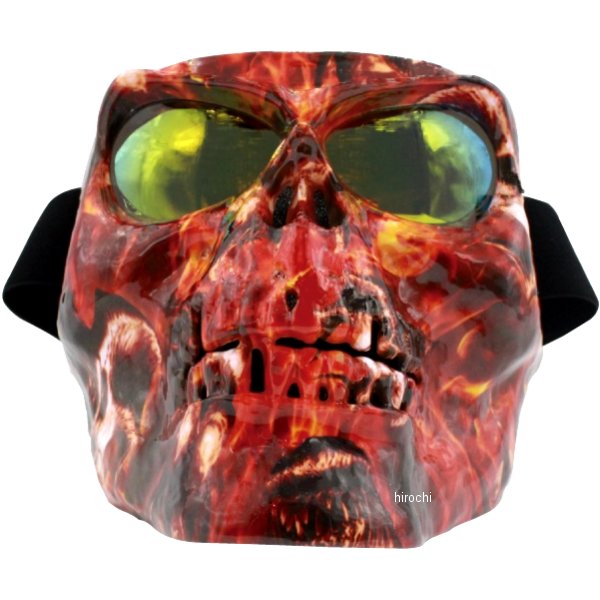 フェイスマスク ドクロ 防風 ミラーシールド ゴーグル KS12 TYPE3 赤