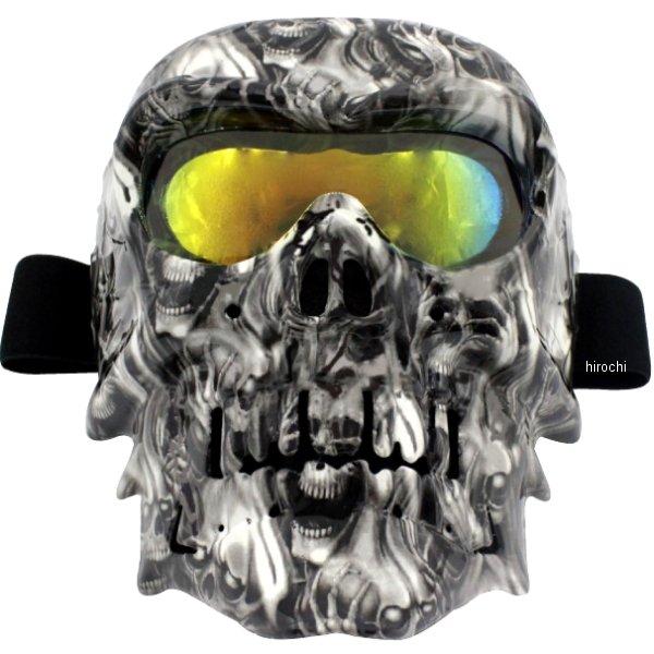 フェイスマスク ドクロ 防風 ミラーシールド ゴーグル MO012 TYPE2 グレー