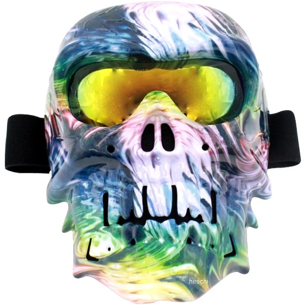 フェイスマスク ドクロ 防風 ミラーシールド ゴーグル MO012 TYPE4 レインボー