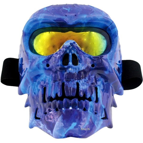 フェイスマスク ドクロ 防風 ミラーシールド ゴーグル MO012 TYPE3 青