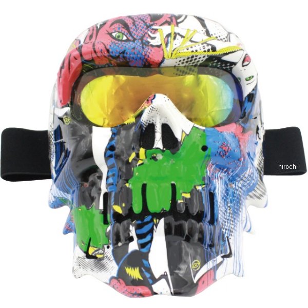 フェイスマスク ドクロ 防風 ミラーシールド ゴーグル MO012 TYPE5 白