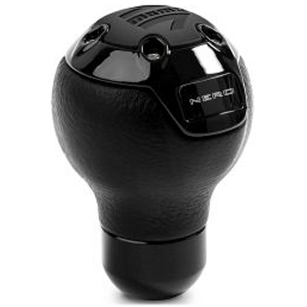 Nero シフトノブ - Tall ブラック Leather, ブラック クローム Insert