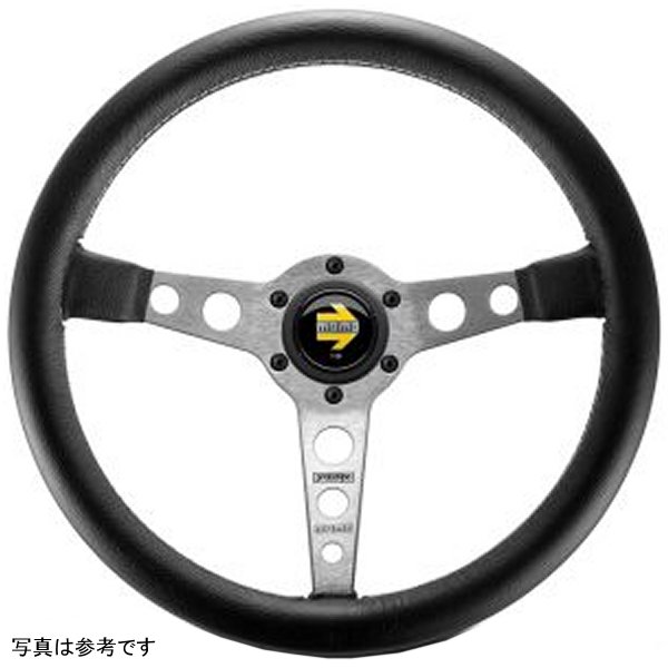 Prototipo ステアリングホイール 350 mm ブラック Leather/Wht Stitch/Brshd Spokes