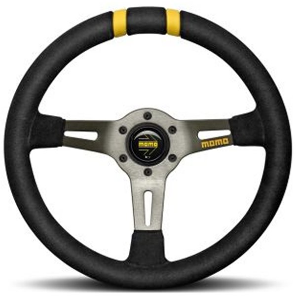 MODDRIFT ステアリングホイール 330 mm - ブラックスウェード/Anth Spokes/2 Stripes