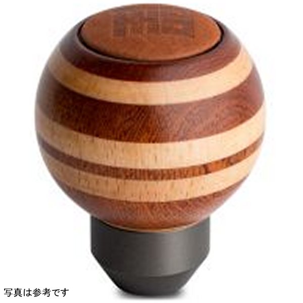 Targa Heritage シフトノブ - Round Wood, Layered Mahogany and Beechwood, Leather Insert Top