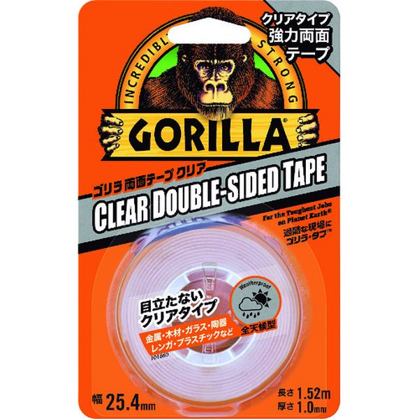 KURE 強力両面テープ ゴリラ両面テープ クリア 25.4mm×1.52m×厚さ1.0mm