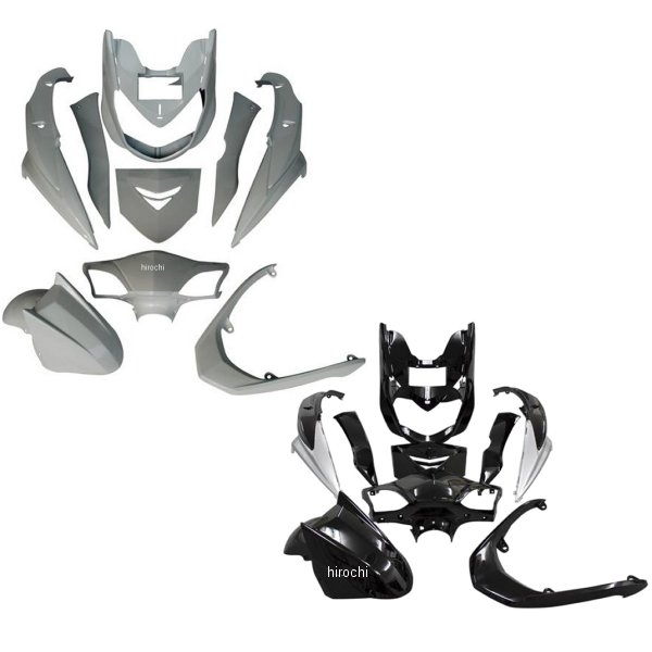 エナジープライス 外装9点セット シグナスX/FI SE44J 2型 黒/シルバー