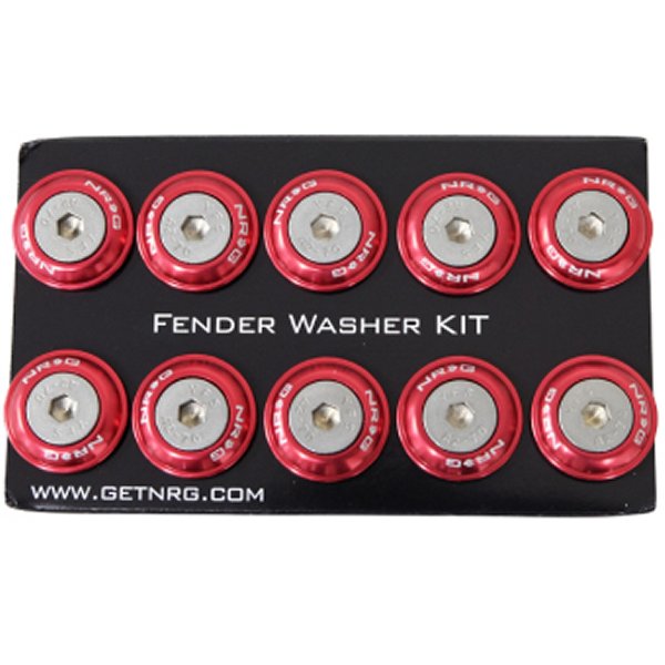 Fender Washer Kit w/Rivets For Plastic (Red) - Set of 10
