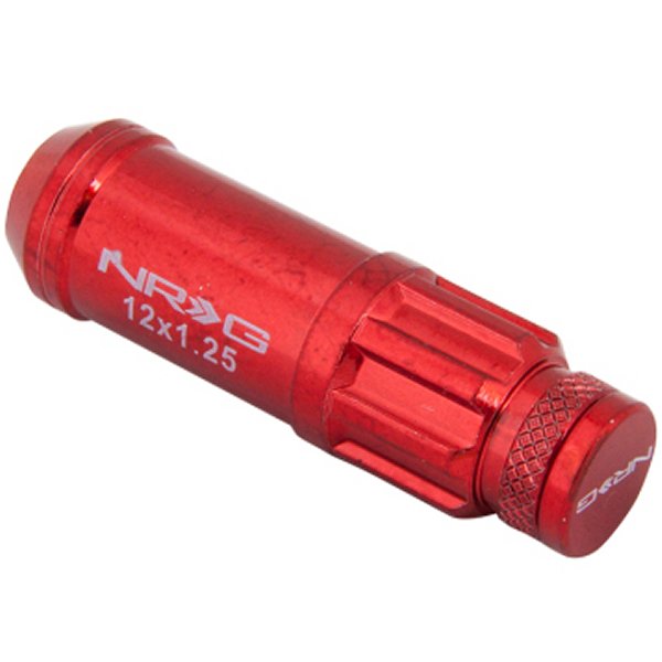 700シリーズ M12 X 1.25 Steel Lug Nut w/Dust Cap Cover Set 21 Pc w/Locks & Lock Socket レッド