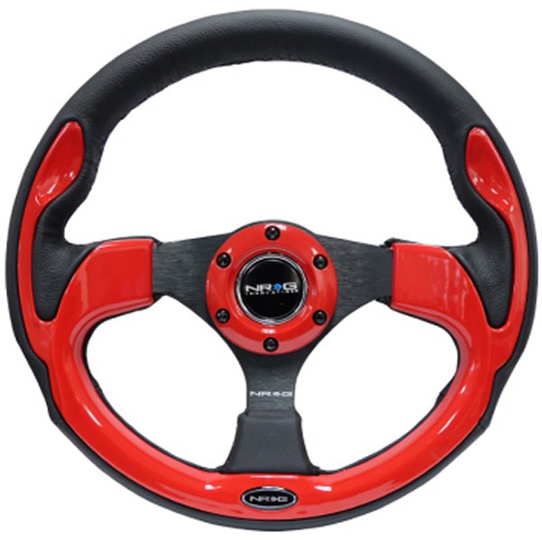 Reinforced ステアリングホイール (320mm) Blk w/Red Trim & 5mm 3-Spoke