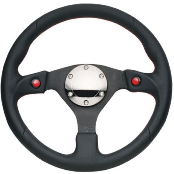 Reinforced ステアリングホイール (320mm) Blk Leather w/Dual Buttons