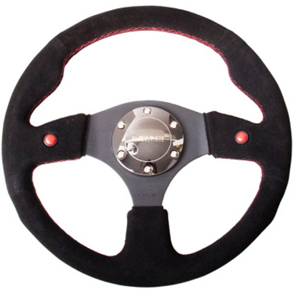 Reinforced ステアリングホイール (320mm) Blk Suede w/Dual Buttons