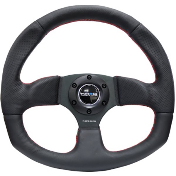 Reinforced ステアリングホイール (320mm Horizontal / 330mm Vertical) Leather w/Red Stitching