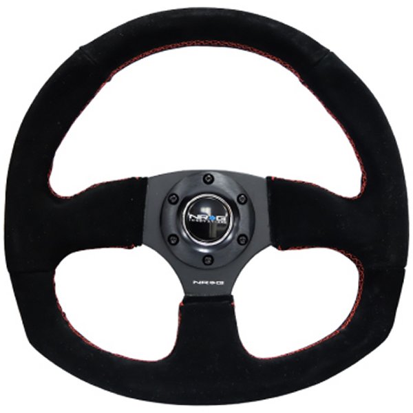 Reinforced ステアリングホイール (320mm Horizontal / 330mm Vertical) Suede w/Red Stitch