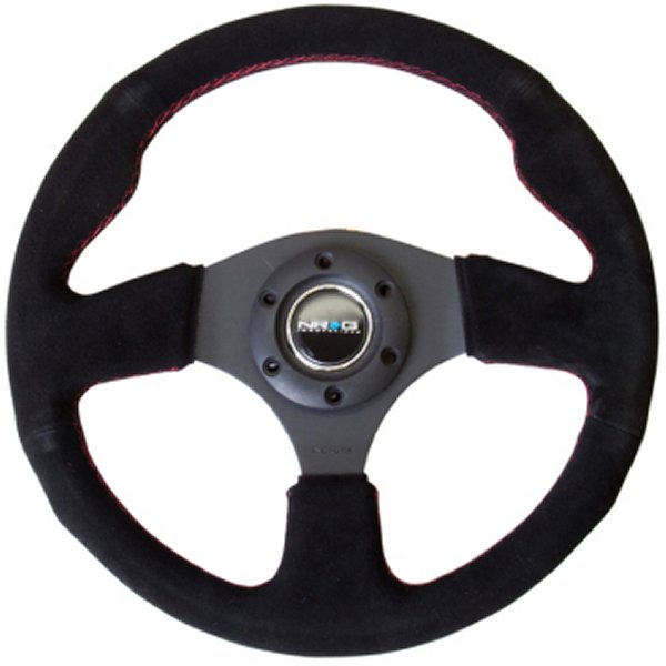 Reinforced ステアリングホイール (320mm) Suede w/Red Stitch