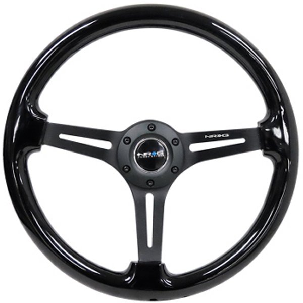 Reinforced ステアリングホイール (350mm / 3in. Deep) Blk Wood w/Blk Matte Spoke/ブラック Center Mark
