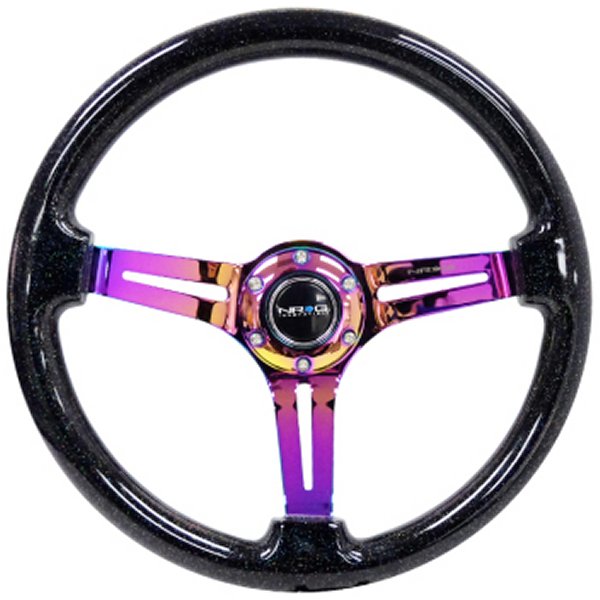 Reinforced ステアリングホイール (350mm / 3in. Deep) Blk Multi Color Flake w/ Neochrome Center Mark