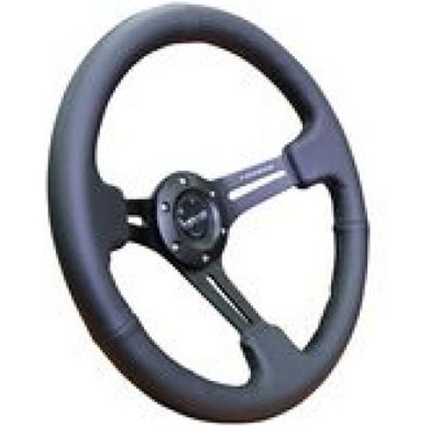 Reinforced ステアリングホイール (350mm / 3in. Deep) ブラック Leather w/ ブラック Stitching