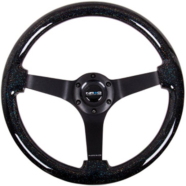 Reinforced ステアリングホイール (350mm / 3in Deep) Classic Blk Sparkle Wood Grain w/Blk 3-Spoke Center