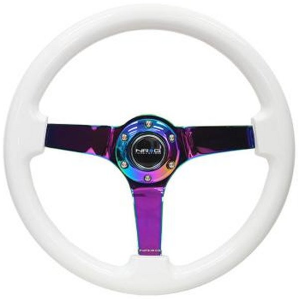 Reinforced ステアリングホイール (350mm / 3in. Deep) Classic ホワイト w/4mm Neochrome Solid 3-Spoke