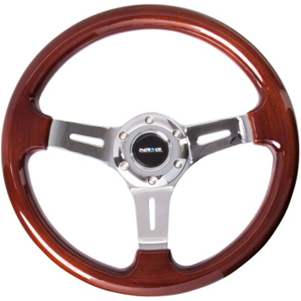 Classic Wood Grain ステアリングホイール (330mm) Wood Grain w/Chrome 3-Spoke Center