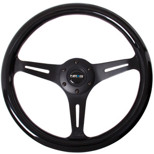 Classic Wood Grain ステアリングホイール (350mm) ブラック Paint Grip w/ブラック 3-Spoke Center