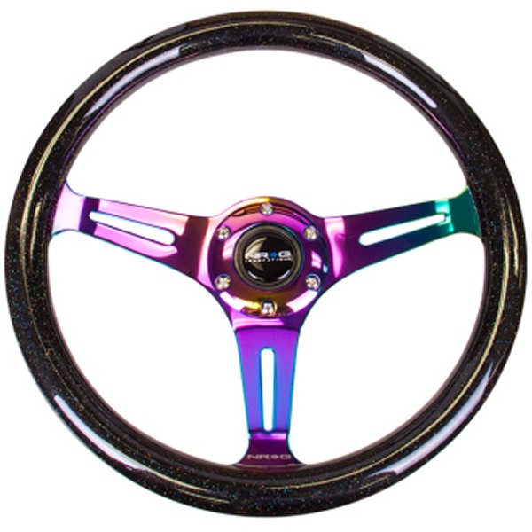 Classic Wood Grain ステアリングホイール (350mm) ブラック Sparkle/Galaxy Color w/Neochrome 3-Spoke